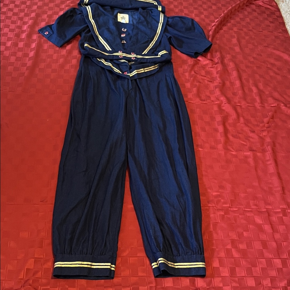 Navy Blue Jumpsuit with Gold Accents & All American buttons